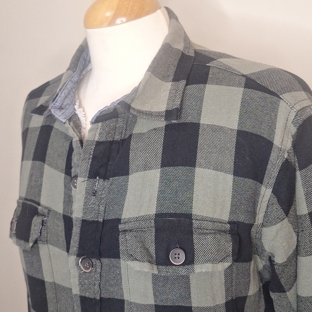 Tailor Vintage Men's M Shacket Sherpa Lined Buffalo Plaid Green Mistletoe - Picture 3 of 10